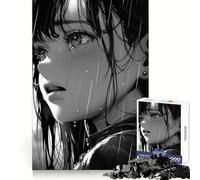 Anime Girl Crying in Rain Adults Puzzles 1000 Piece Jigsaws Brain Development Leisure Activity Clean Join Joyful Xmas (38x52cm)