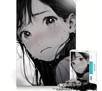 Anime Girl Crying in Rain Jigsaw for Adults 1000 Pieces Brain Memory Game Laser Cut for Flawless Fit Unique Gift for Stress Relief (50x75cm)
