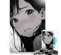 Anime Girl Crying in Rain Jigsaw for Adults1000 Pieces Brain Focus Game Precision Cut Smooth Edges Amusing Challenge for Waiting Time (38x26cm)
