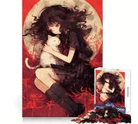 Anime Girl Cuddling With Cat Jigsaw 1000 Pieces for Adults Cognitive Recall Peaceful Escape Sharp Cut Seasonal Gift (38x26cm)