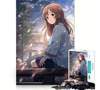 Anime Girl Cute Jigsaw Puzzles 1000 Pieces Focus Boost Fun Laser Cut for Flawless Fit Bonding Activity for Loved Ones (38x52cm)