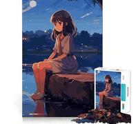 Anime Girl Cute Jigsaw Puzzles 1000 Pieces Focus Boost Fun Laser Cut for Flawless Fit Bonding Activity for Loved Ones (50x75cm)