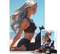 Anime Girl Doing Yoga Jigsaw for Teenagers 1000 Pieces Mind Exercise Soft Distraction Exact Cut (38x26cm)