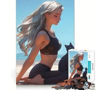 Anime Girl Doing Yoga Jigsaw Puzzles for Adults 1000 Think Boost Game Precise Interlock Structure Easy to Learn Family Enjoyment (50x75cm)