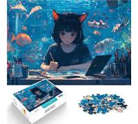 Anime Girl Drawing Underwaterteenagers Puzzles 1000 Piece Jigsaws Analysis and logic Every Piece is Unique - Challenging Family Fun Game 38x26cm