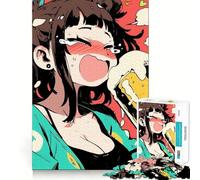Anime Girl Drinking Beer 1000 Piece Jigsaws Creative Skill Toy Tight Lock No Loose Pieces Bonding Activity for Loved Ones (38x26cm)