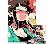 Anime Girl Drinking Beer for Adults 1000 Piece Jigsaw Puzzle Sharp Recall Calm Recreation Uniform Cut Festive Present (50x75cm)