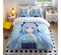 Anime Girl Duvet Cover Japanese Kimono Bedding Set with Pink Cherry blossoms Soft Microfiber Bedding for Teen Girls Women Bedroom Decor (style3,King240x220cm+50x75cm*2)