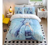Anime Girl Duvet Cover Japanese Kimono Bedding Set with Pink Cherry blossoms Soft Microfiber Bedding for Teen Girls Women Bedroom Decor (style5,Single135x200cm+65x65cm*2)