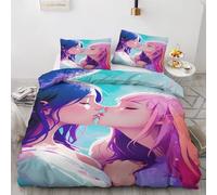 Anime Girl Duvet Cover King Size Bedding Sets - Gay Pride Reversible Patterned Quilt Cover Set 3 pcs with Zipper Closure and 2 Pillowcases 50x75 cm, Easy Care Soft Brushed Microfiber Bed Set