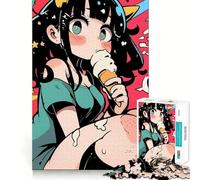 Anime Girl Eating Ice Cream Jigsaw 1000 Piece Mind Skill Play Stable Fit No Shifting Parts Enjoyable Pastime for Long Weekends (38x52cm)