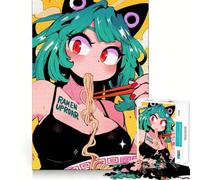 Anime Girl Eating Ramen Jigsaw 1000 Pieces Focus Building Toy Zero Gap Rewarding Activity for Rainy Days (38x52cm)