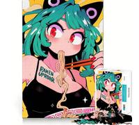 Anime Girl Eating Ramen Jigsaw Puzzle1000 Pieces Mind Train Fun Clean Cut Sturdy Components Captivating Leisure for Cozy Indoors (38x26cm)