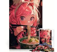 Anime Girl Eating Ramen with Chopsticks Jigsaw 1000 Pieces for Teenagers Thinking Skill Mindful Escape Neat Edges (38x26cm)