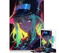 Anime Girl Electric Gaze 1000-piece Jigsaw Puzzles Brain Training Fun Tight Interlock No Gaps Bonding Activity for Loved Ones (38x52cm)