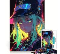 Anime Girl Electric Gaze 1000 Pieces Puzzles for Teenagers Mind Boost Fun High Accuracy Cutting Craft Calming Mental Break Activity (38x26cm)
