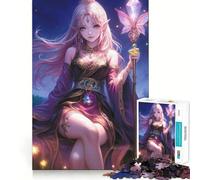 Anime Girl Elf Princess Jigsaw 1000 Piece Mind Skill Play Stable Fit No Shifting Parts Enjoyable Pastime for Long Weekends (38x26cm)