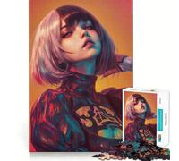 Anime Girl Ethereal Adults 1000 Pieces Puzzle Mind Training Fun Burr Free Clean Cut Pieces Heartwarming Gathering Activity (38x52cm)