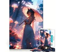 Anime Girl Ethereal Pathways Jigsaw 1000 Pieces for Teenagers Memory Train Fun Clean Seamless Connection Relaxing Indoor Group Activity (50x75cm)