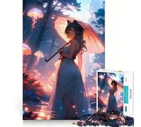 Anime Girl Ethereal Pathways Jigsaw Puzzles1000 Pieces Recall Skill Fun Professional Grade Cutting Thoughtful Gift for Mind Activity (38x26cm)