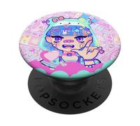 Anime girl eyes, japan culture art, japanese aesthetic PopSockets Adhesive PopGrip