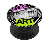 Anime girl eyes, japan culture art, japanese aesthetic PopSockets Adhesive PopGrip