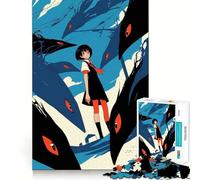 Anime Girl Facing Creatures Jigsaw for Adults 1000 Pieces Brain Memory Game Laser Cut for Flawless Fit Unique Gift for Stress Relief (38x26cm)