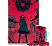 Anime Girl Facing Giant Eye Jigsaw 1000 Pieces for Teenagers Mind Boost Fun Zero Gap Captivating Leisure for Cozy Indoors (38x26cm)