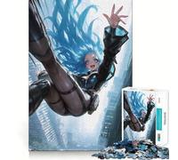 Anime Girl Falling Cityscape Jigsaw Puzzles for Adults 1000 Mind Boost Game Uniform Size Precise Pieces Travel-friendly Brain Game Gift (38x52cm)