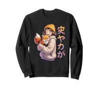 Anime Girl Fox Hug Kawaii Cozy Aesthetic 突やかが Sweatshirt