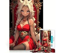 Anime Girl Fox Queen Waifu Jigsaw Puzzles 1000 Cognitive Skill Toy Smooth Burr Free Surface Relaxing Indoor Group Activity (38x52cm)