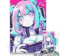 Anime Girl Gamer Pastel Adults Puzzles 1000 Piece Jigsaws Recall Skill Fun High Precision Die Cut Easy to Learn Family Enjoyment (50x75cm)