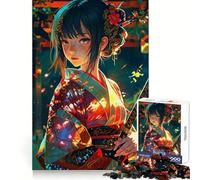 Anime Girl Geisha Samurai Japan 1000 Piece Jigsaws for Adults Puzzle Improve Memory Happy Idle Time Laser Cut Art Xmas Gift (38x26cm)