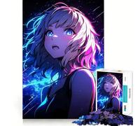 Anime Girl Glow Adults 1000 Pieces Puzzle Mental Fun Game Advanced Laser Cutting Tech Amusing Challenge for Waiting Time (50x75cm)