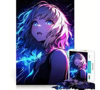 Anime Girl Glow Jigsaw 1000 Pieces for Teenagers Mind Boost Fun Zero Gap Captivating Leisure for Cozy Indoors (38x26cm)