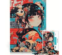 Anime Girl Graffiti 1000-piece Jigsaw Puzzles Brain Training Fun Tight Interlock No Gaps Bonding Activity for Loved Ones (38x52cm)