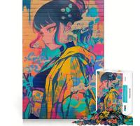 Anime Girl Graffiti 1000 Pieces Puzzles for Teenagers Mind Boost Fun High Accuracy Cutting Craft Calming Mental Break Activity (38x26cm)