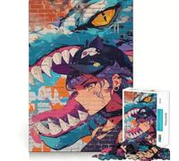 Anime Girl Graffiti Adults 1000 Piece Jigsaw Puzzle Memory Fun Game Clean Cut Sturdy Components Unique Gift for Stress Relief (50x75cm)