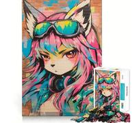 Anime Girl Graffiti Jigsaw Puzzle1000 Pieces Mind Train Fun Clean Cut Sturdy Components Captivating Leisure for Cozy Indoors (50x75cm)