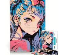 Anime Girl Graffiti Jigsaw Puzzle1000 Pieces Mind Train Fun Clean Cut Sturdy Components Captivating Leisure for Cozy Indoors (50x75cm)