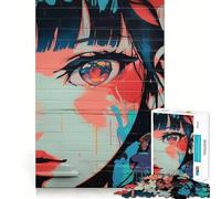 Anime Girl Graffiti Jigsaw Puzzles 1000 Cognitive Skill Toy Smooth Burr Free Surface Relaxing Indoor Group Activity (38x26cm)