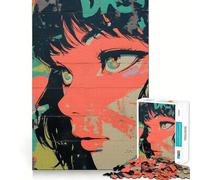 Anime Girl Graffiti Jigsaw Puzzles 1000 Mental Focus Game No Gap Tight Fitting Design Interactive Brain Challenge for Home (50x75cm)