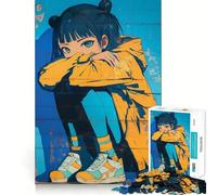 Anime Girl Graffiti Jigsaw Puzzles 1000 Mental Focus Game No Gap Tight Fitting Design Interactive Brain Challenge for Home (38x26cm)