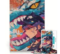Anime Girl Graffiti Jigsaw Puzzles 1000 Mental Focus Game Precision Cut Smooth Edges Meaningful Connection Building Game (38x26cm)