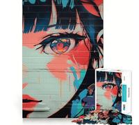 Anime Girl Graffiti Jigsaw Puzzles for Adults 1000 Think Boost Game Precise Interlock Structure Easy to Learn Family Enjoyment (38x52cm)