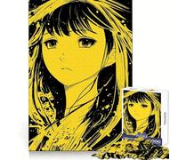 Anime Girl Half Tone Art Jigsaw 1000 Pieces for Teenagers Mind Power Quiet Enjoyment Uniform Edges Holiday Treat (38x52cm)