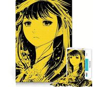 Anime Girl Half Tone Art Jigsaw Puzzles 1000 Mental Focus Game No Gap Tight Fitting Design Interactive Brain Challenge for Home (38x52cm)
