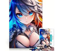 Anime Girl Ice And Fire Adults 1000 Pieces Puzzle Mental Fun Game Advanced Laser Cutting Tech Amusing Challenge for Waiting Time (38x26cm)
