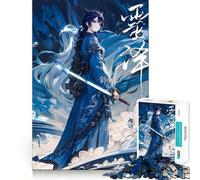 Anime Girl Ice Blue Ninja 1000-piece Jigsaw Puzzles Brain Training Fun Tight Interlock No Gaps Bonding Activity for Loved Ones (50x75cm)