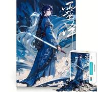 Anime Girl Ice Blue Ninja Adults Puzzles 1000 Piece Jigsaws Recall Skill Fun High Precision Die Cut Easy to Learn Family Enjoyment (38x26cm)